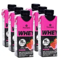 Bebida Láctea com Whey Protein Sabor Morango Zero Lactose - Piracanjuba - Kit com 6 Unidades de 250ml