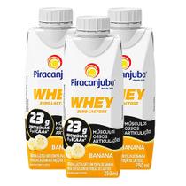 Bebida Láctea Piracanjuba Whey Zero Lactose Banana 250ml Kit com três unidades