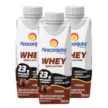 Bebida Láctea Piracanjuba Whey Zero Lactose Cacau 250ml  Kit com três unidades