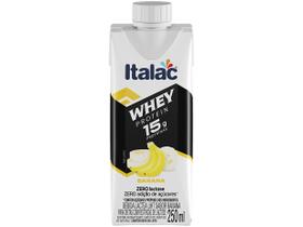 Bebida Láctea UHT Proteica com 15g de proteínas Italac Whey Protein Banana Zero Lactose 250ml