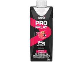 Bebida Láctea UHT Proteica com 15g de proteínas Italac Whey Protein Pro Play Frutas Vermelhas Zero Lactose 250ml