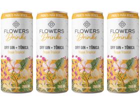 Bebida Mista Flowers Dry Gin + Tônica Tropical - 269ml 4 Unidades