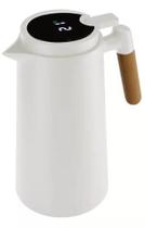 Bebidas quentes sempre prontas com a Garrafa Térmica de Plástico com Termômetro Branca de 1 Litro.