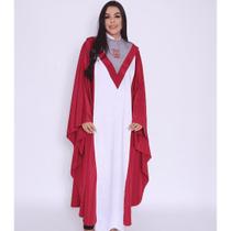 Beca para Coral Marsala com Jabô Branco e Gola V - Sobreposição