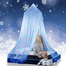 Bed Canopy Eimilaly Princess Glow em flocos de neve azul escuro