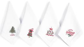 Bedding Craft Paquete de 12 Servilletas Navideñas de Tela 46x46 cm Algodón Suave Bedding Craft Paquete de 12 Servilletas Navideñas de Tela 46x46 cm Algodón Suave