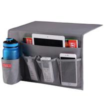 Bedside Caddy Zafit, 5 bolsos para garrafas de água, revistas, cinza