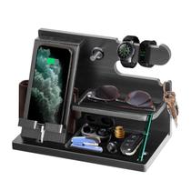 Bedside Organizer Wood Phone Docking Station Robomanor