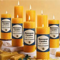 Beeswax Pillar Candles Uniteland, 2x5 em 160 horas, queimando 8 unidades