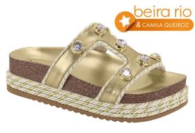 Beira Rio Feminina Plataforma Com Pedrarias Dourado Beira Rio Feminina Plataforma Com Pedrarias Dourado