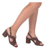 Beira Rio Sandália Feminina 8436.238 Slingback Nobuck Salto
