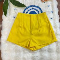 Belala Moda Short novo feminina com zíper na esquerda sem bolso e sem elastano Material de sega gelada