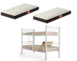 Beliche 100% Ferro/Aço Cristal Vira 2 Camas C/grade Proteção e Escada + 2 Colchões D-23 Pelmex -Branco Beliche 100% Ferro/Aço Cristal Vira 2 Camas C/grade Proteção e Escada + 2 Colchões D-23 Pelmex -Branco