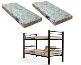 Beliche 100% Ferro/Aço Cristal Vira 2 Camas C/grade Proteção e Escada + 2 Colchões D-23 -Preto Beliche 100% Ferro/Aço Cristal Vira 2 Camas C/grade Proteção e Escada + 2 Colchões D-23 -Preto