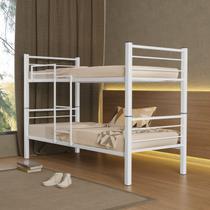 Beliche 100% Ferro/Aço Cristal Vira 2 Camas C/grade Proteção e Escada - Branco Beliche 100% Ferro/Aço Cristal Vira 2 Camas C/grade Proteção e Escada - Branco