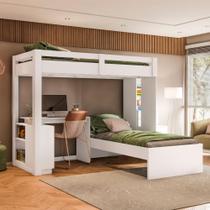 Beliche Adulto com Escrivaninha Office Moon Branco