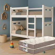 Beliche Adulto Multifuncional Vira 2 Camas + 2 Colchão Solteiro Premium - Estrado 100% Madeira