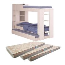 Beliche Cama Aux C/ 3 Colchões Ditália Treliche CM-15 Branco Cozy