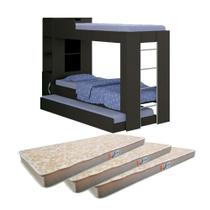Beliche Cama Auxiliar Com 3 Colchões Ditália Treliche Cm-15 Preto Beliche Cama Auxiliar Com 3 Colchões Ditália Treliche Cm-15 Preto