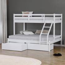 Beliche Cama Casal Slim 2 Gavetas Madeira Branco Beliche Cama Casal Slim 2 Gavetas Madeira Branco