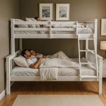 Beliche Casal Alta De Madeira Com Grade De Proteção E Escada