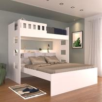 Beliche Casal com Nichos e Grade de Proteção Branco Beliche Casal com Nichos e Grade de Proteção Branco