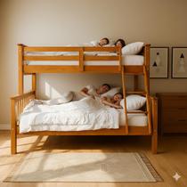 Beliche Casal e solteiro De Madeira Pinus E Grade De Proteção robusta e resistente adulto