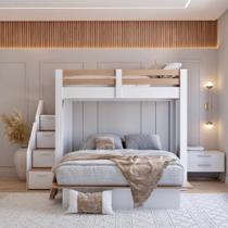 Beliche Casal Family Star Plus Casatema Branco/Amadeirado Montana Perfect Wood