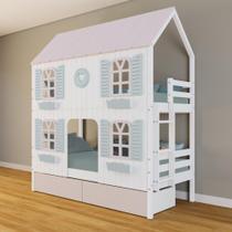 Beliche Casinha Bela Com Coração 2 Gavetas Rosa 4 Janelas Venezianas - Madeira Maciça Branco/rosa/verde Housin Beliche Casinha Bela Com Coração 2 Gavetas Rosa 4 Janelas Venezianas - Madeira Maciça Branco/rosa/verde Housin