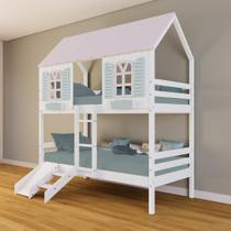 Beliche Casinha Bela Kit Escada/escorregador - Madeira Maciça Branco/rosa/verde Housin