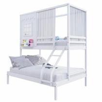 Beliche Casinha Casal/Solteiro Cortina Madeira Branco