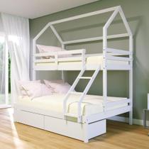 Beliche Casinha Casal Solteiro Slim Rb 2 Gavetas Branco Beliche Casinha Casal Solteiro Slim Rb 2 Gavetas Branco