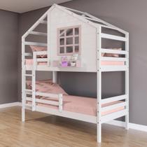 Beliche Casinha Janela Grade Proteção Madeira Branco-Rosa Beliche Casinha Janela Grade Proteção Madeira Branco-Rosa