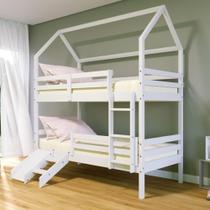 Beliche Casinha Solteiro Slim Escada/escorregador Branco