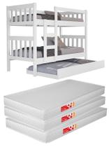 Beliche Com Cama Auxiliar Vira Cama Ideal Para Apartamento + 3 Colchão D20 Espuma 188x88cm