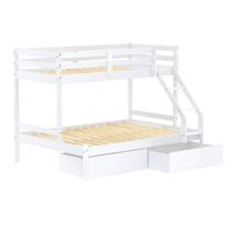 Beliche com Cama Casal Slim com 02 Gavetas Madeira Maciça Branco Housin