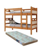 Beliche Com Colchão D23 88x188cm para quarto Solteiro MDF C/ estrado em madeira Design Robusto Nature/Off White Beliche Com Colchão D23 88x188cm para quarto Solteiro MDF C/ estrado em madeira Design Robusto Nature/Off White