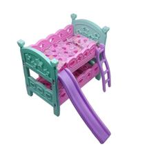 Beliche de boneca berco duplo com escorregador cama infantil casa bebe caminha bicama