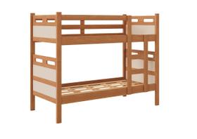 Beliche de Solteiro Jaspe Vira 2 Camas Separadas MDF Resistente cor Nature com Off White Camas Fênix