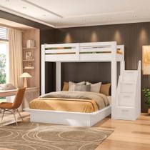 Beliche Family Adulto com Cama Casal Star Plus Branco Perfect Wood Beliche Family Adulto com Cama Casal Star Plus Branco Perfect Wood