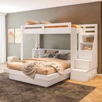 Beliche Family Adulto com Nichos e Escada Multifuncional Moon Yescasa Branco Beliche Family Adulto com Nichos e Escada Multifuncional Moon Yescasa Branco