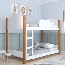 Beliche Fantasia com Escada e Grade de Proteção Branco/Grenat - Panorama Móveis Beliche Fantasia com Escada e Grade de Proteção Branco/Grenat - Panorama Móveis