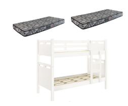 Beliche Fênix Jaspe Versátil Branco Vira 2 Camas Com 2 Colchão Solteiro 1,88X88- Estrado 100% Madeira