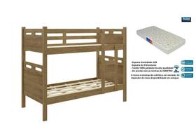 Beliche Fênix Jaspe Versátil Castanho Vira 2 Camas Com 2 Colchão Solteiro - Estrado 100% Madeira Fenix