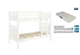 Beliche Fênix Jaspe Versátil Vira 2 Camas + 2 Colchão Solteiro - Branco Estrado 100% Madeira Fenix