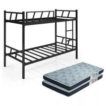 Beliche Ferro Reforçada Com 2 Colchao Chacara Visitas tamanho Solteiro 188x88 Beliche Ferro Reforçada Com 2 Colchao Chacara Visitas tamanho Solteiro 188x88