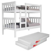 Beliche Infantil 100% MDF Vira 2 Cama Solteiro Alta Qualidade Quarto Compacto - Acompanha 2 Colchões
