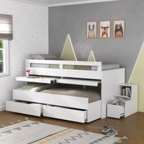 Beliche Infantil Baixo 2 Gavetas com Escrivaninha Foscarini Branco Beliche Infantil Baixo 2 Gavetas com Escrivaninha Foscarini Branco
