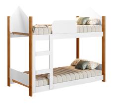 Beliche Infantil Casinha em Madeira e Branco Design Montessoriano, Seguro e Divertido para o Quarto das Crianças