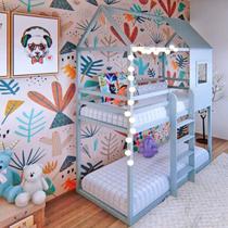 Beliche Infantil Casinha Janelinha Cinza/Prata Fina Beliche Infantil Casinha Janelinha Cinza/Prata Fina